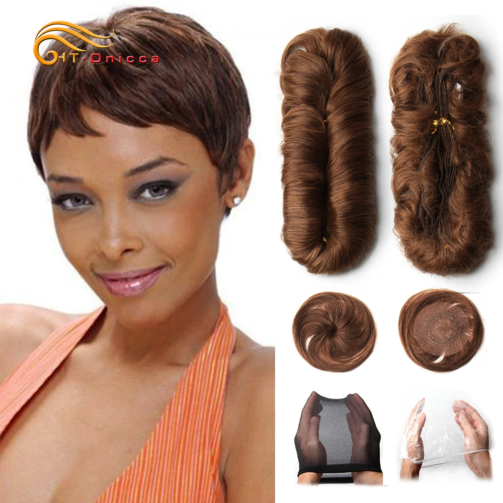 Htonicca Ombre Brazilian Curly Human Hair Bundles 28pcs/pack 1B/99J/30/4# Remy Hair Extensions 3 4 5 Inches Curly Bundles