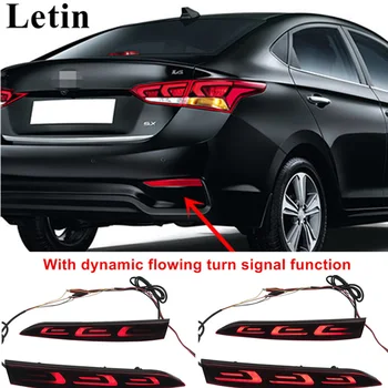 

For Hyundai Solaris Accent 2017 2018 3 function rear tail LED Reflector Bumper Light with dynamic flowing turn signal light