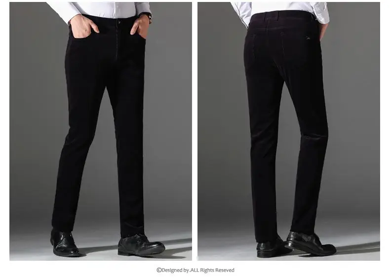 Зимние вельветовые брюки мужские модные тонкие мужские брюки повседневные Черные Стрейчевые брюки цвета хаки для мужчин Patalon Homme