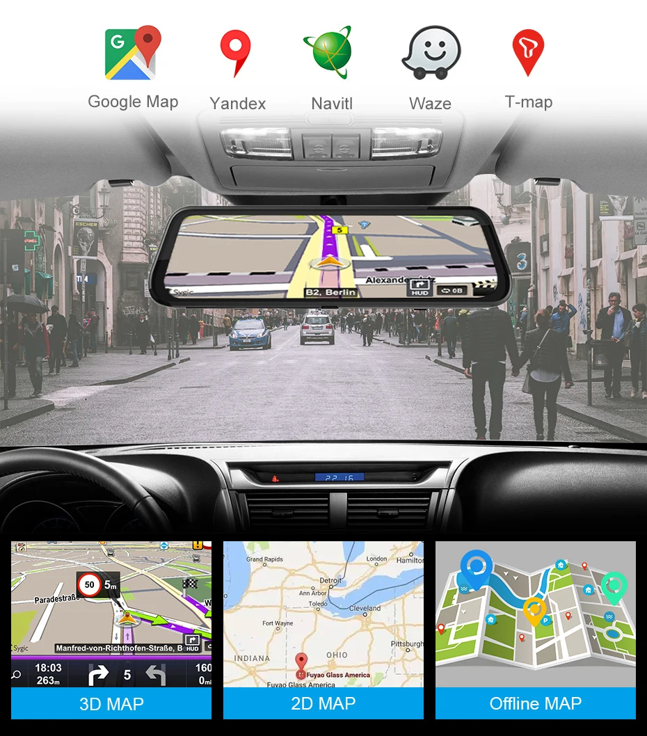 HGDO 12 &quotзеркало заднего вида Автомобильный видеорегистратор Android 8 1 4G GPS авто