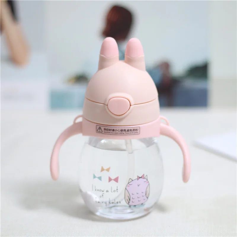 Силикагель бутылочки для кормления ребенка чашка-непроливайка малыш новорожденный младенец бутылка для воды с ручкой тренировочная бутылка детская чашка для питья - Цвет: pink