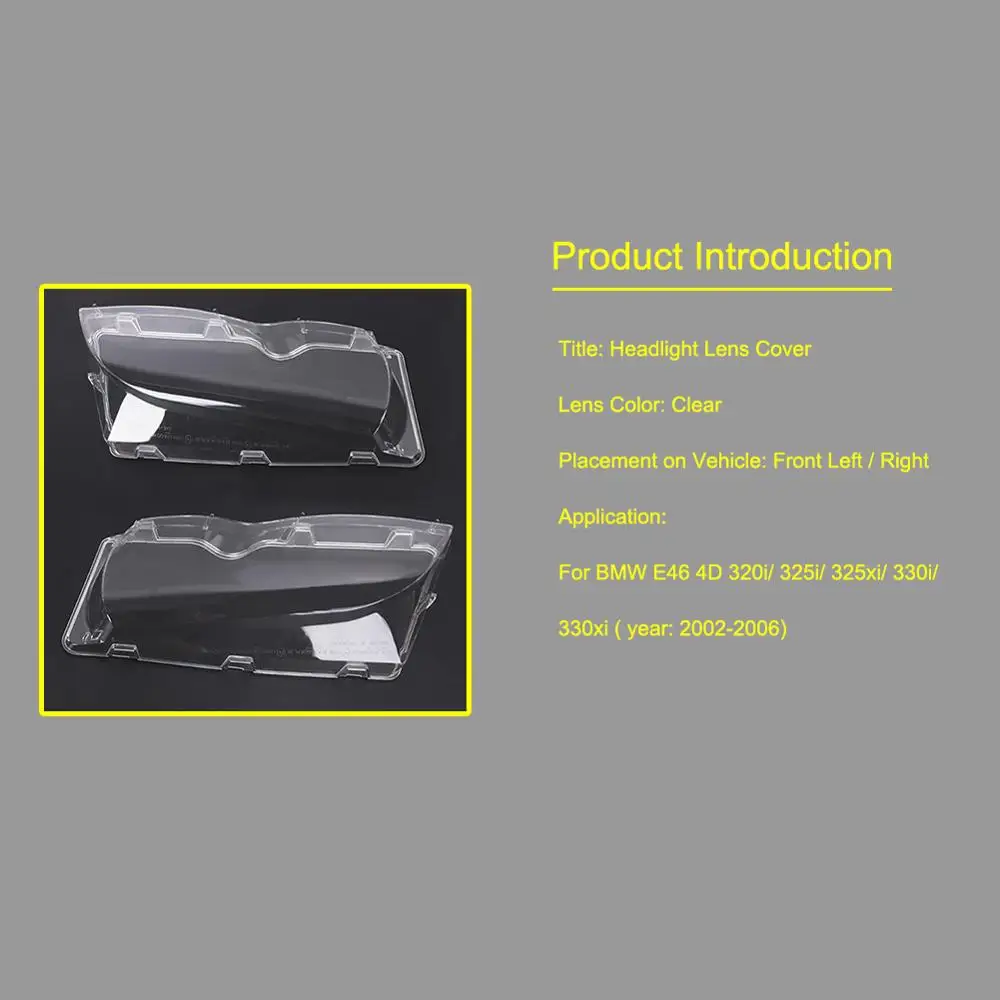 2 шт. прозрачные крышки для передних фар BMW E46 2002 2006|Корпус| |