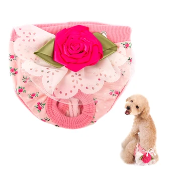 

2019 New Dog Diaper Reusable Flower Decoration Pet Diaper Dog Sanitary Pantie For Female Dogs Pet Anti-Harassment Supplies