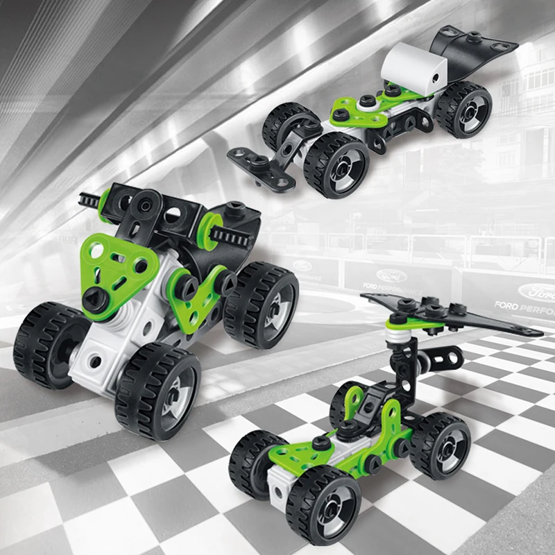 3-IN-1 DIY Assemble race car building blocks assembly magic sticks with screws children educational construction plastic toys | Игрушки и