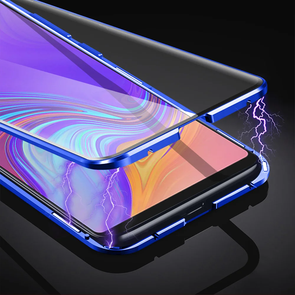 Магнитная Адсорбция металлический чехол для samsung Galaxy A7 A8 A8+ A9 M10 M20 M30 A70 A10 A30 A40 A50 A20 A60 Стекло крышка