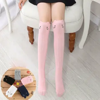 

Pudcoco Fashion Children Knee High Socks Toddler Baby Girls Cute Cat Print Cotton Tights Leg Warmer Stockings For Age 3-12