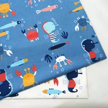 Саржевая ткань с принтом краба, хлопок, ткань для детского платья, привлекательная швейная стеганая поставка, домашняя ткань для одежды DIY, 6 размеров, хлопковая ткань