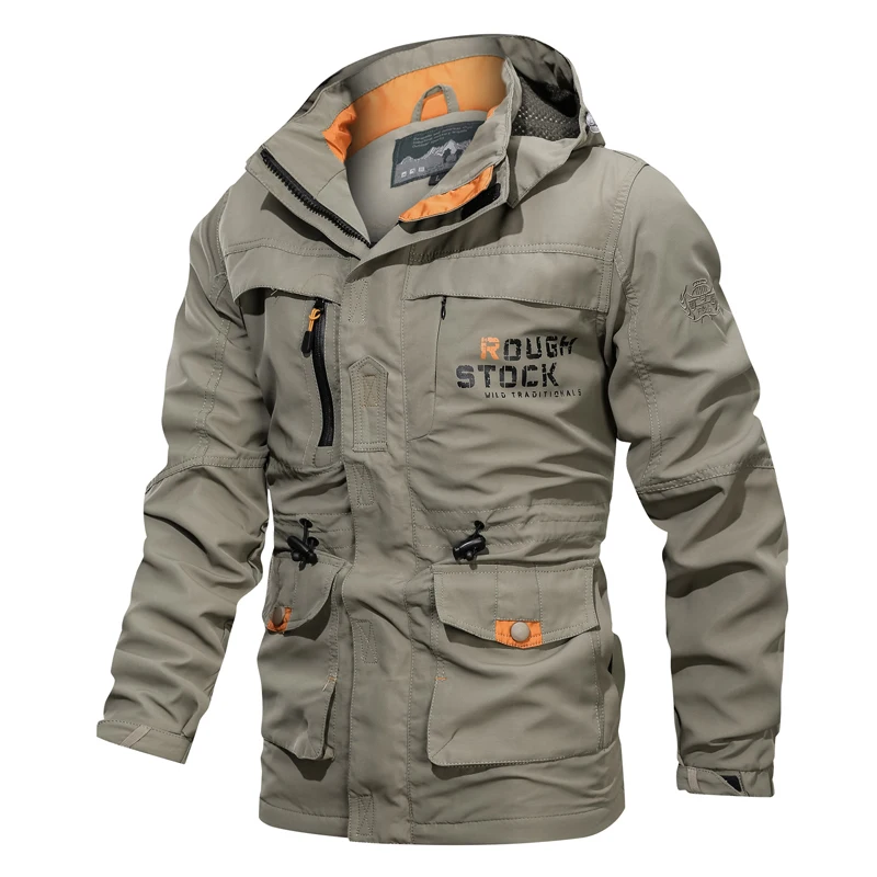 Осенняя куртка ветровка с несколькими карманами военная армия Открытый Лыжный туризм горный туризм мужские куртки и пальто размер M~ 6XL - Цвет: Khaki