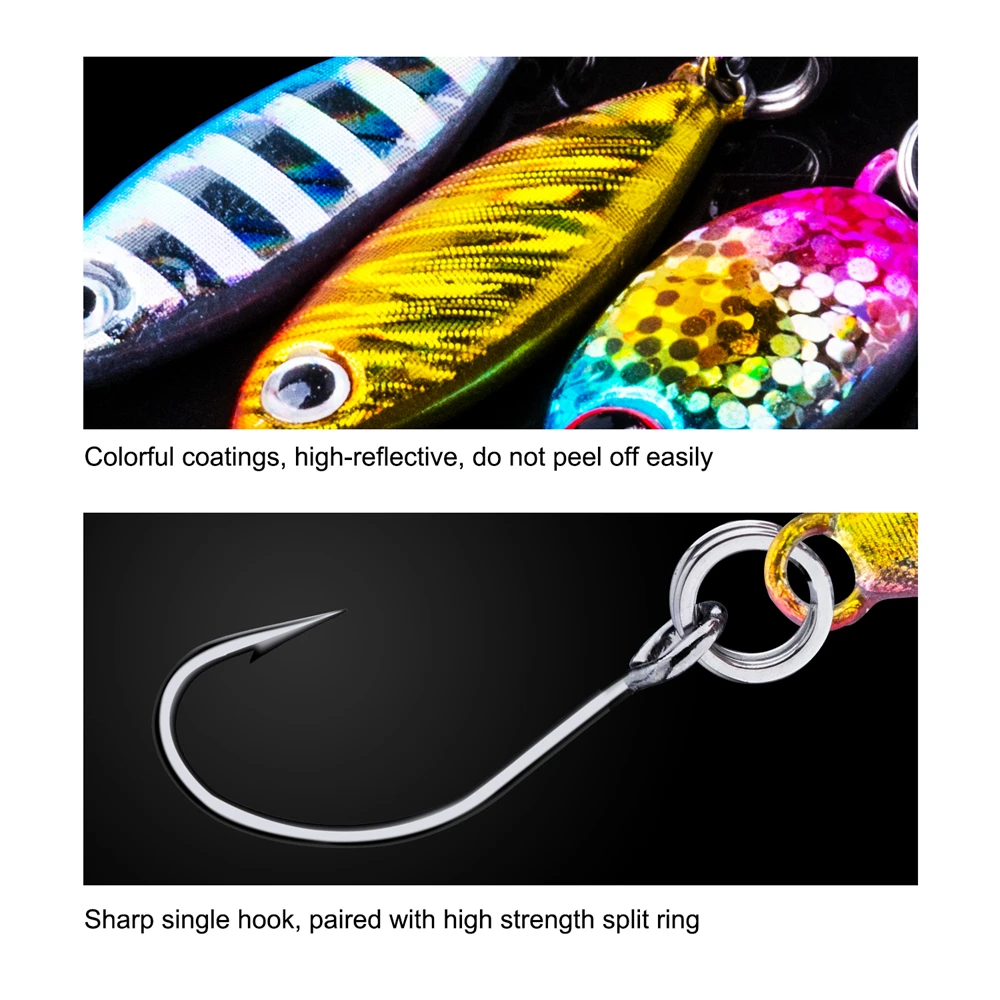 Goture 12pcs/set Micro Jig Fishing Lure Spinnerbait Spoon Metal Jig for  Trout Perch 3.2g 3.3g 4g Mini Bait Ice Fishing Jig Lures