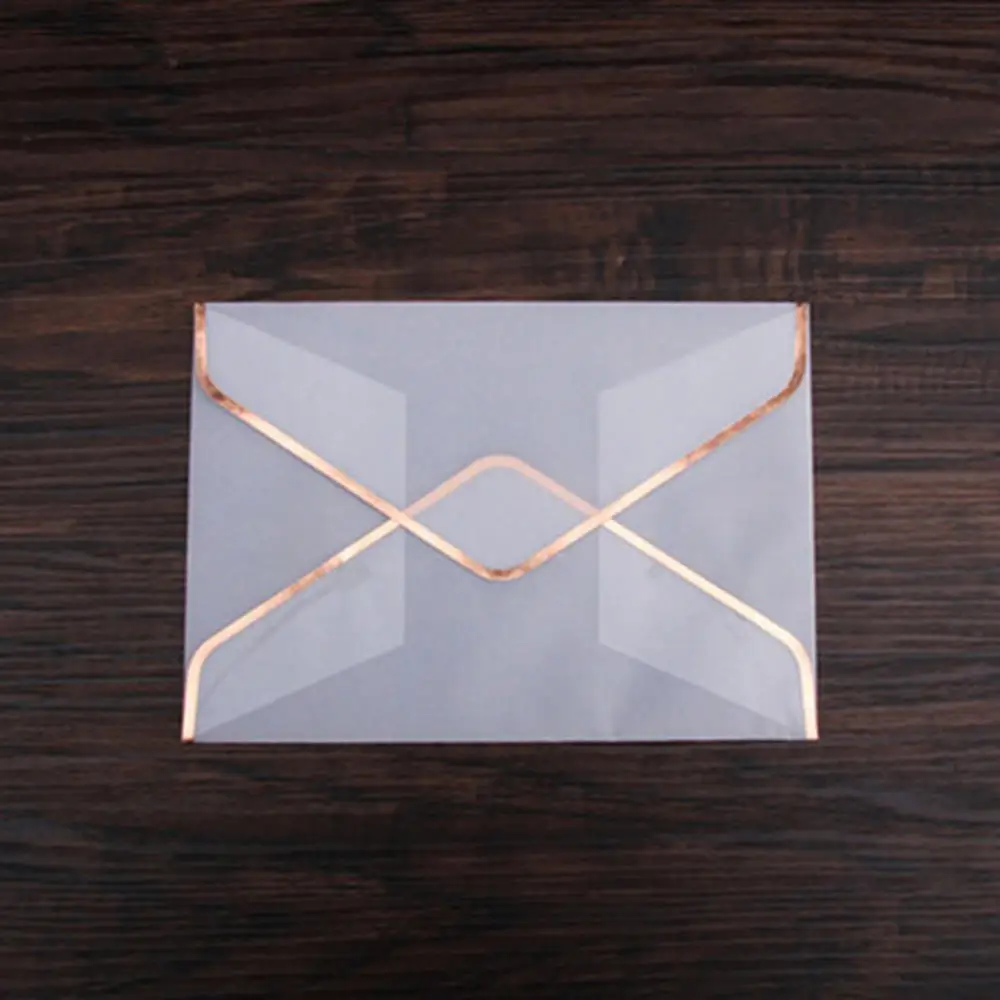 Rose Gold Целлофан прозрачный пакет любовное письмо сульфат фольги западный стиль конверт письмо подарок Свадебное приглашение - Цвет: Rose Gold