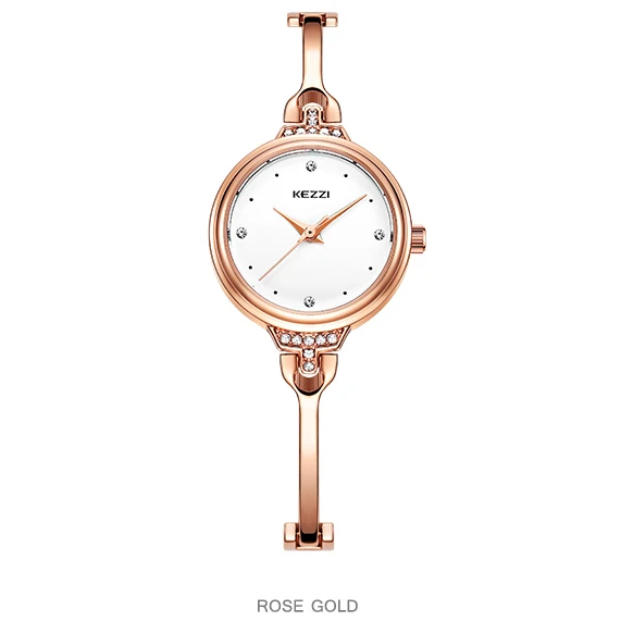 rose gold watch KEZZI женские наручные часы Новые кварцевые часы Элегантные браслет из нержавеющей стали часы модные женские часы под платье Relojes Para Mujer - Цвет: rose gold watch