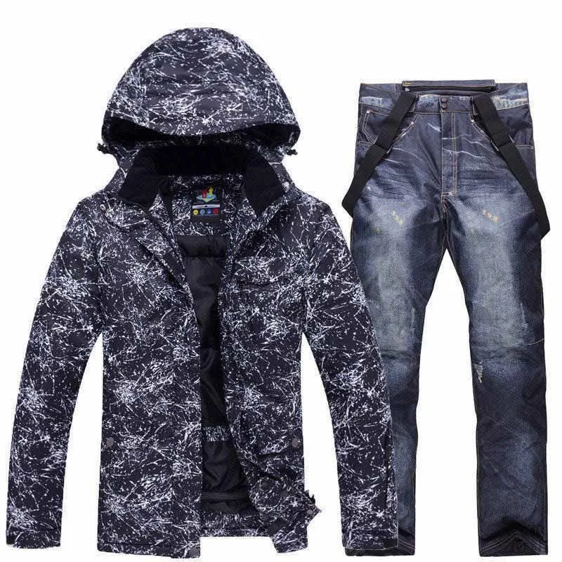 Pic Jacket and Pant 30 Белый для взрослых Лыжный спорт одежда Сноубординг наборы водонепроницаемый ветрозащитный дышащий уличный зимний костюм куртка и брюки с поясом Unsex - Цвет: Pic Jacket and Pant