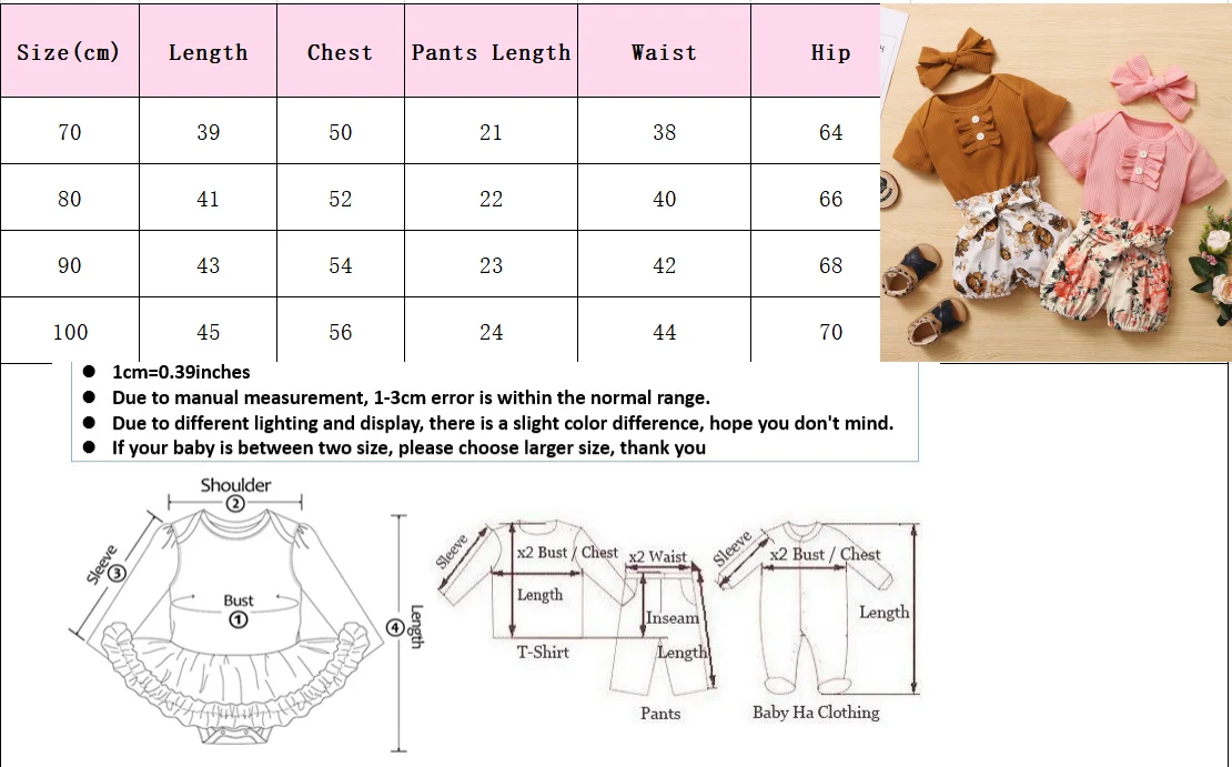 3Pcs Newborn Summer Baby Girls Clothes Set Toddler Button Romper New Born Infant Cute Outfit Ruffle Short Sleeve Shorts Headband newborn baby clothing set