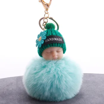 

Soft Plush Keychain Toy Sleeping Cute Doll Key Ring Hair Ball Pendant Bag Car Key Chain Student Plush Baby Hanging Ornaments