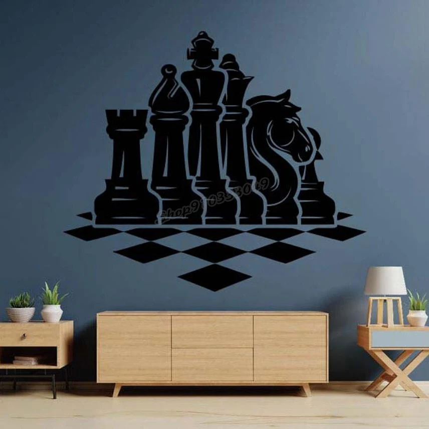 Chess Queen Wall Vinyl Decal Set of Pieces King Knight Bishop