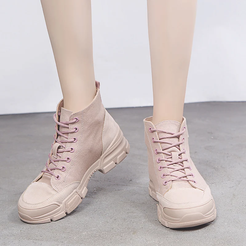 Liren 2019 Autumn Fashion Women Sexy Ankle Casual Lace-up Boots Cross-tied Cofmortable Women Boots Round Toe Flat Heels Shoes