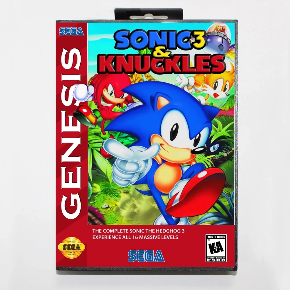 16 Bit Sega Md Game Cartridge With Retail Box Sonic And Knuckles