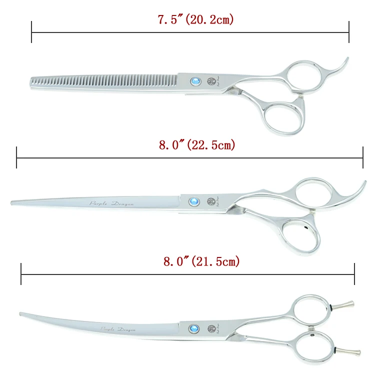 Фиолетовый дракон 7," профессиональные ножницы для домашних животных для ухода за собакой японский 440c животных прямые и истончение и изогнутые ножницы LZS0377