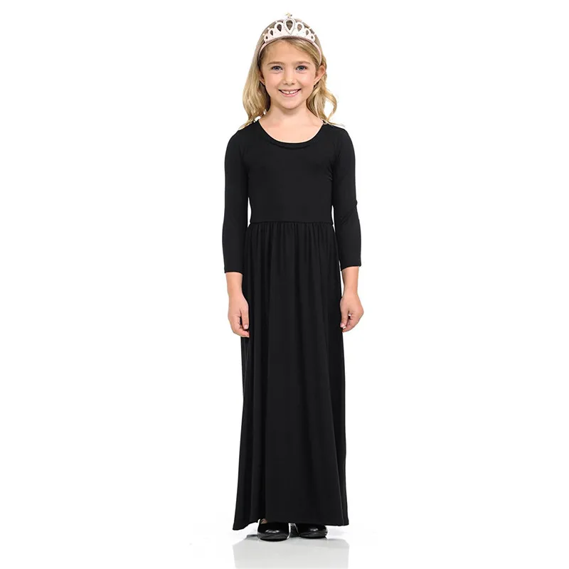 Осеннее платье для мамы и дочки коллекция 2019 года, зимнее однотонное платье до щиколотки с длинными рукавами семейная одежда для мамы и