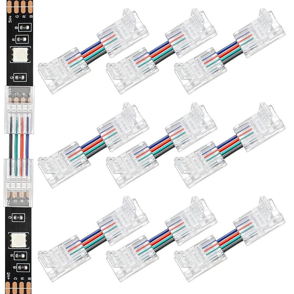 H Shape Led Strip Connector 4 Pin 10mm Angle Adjustable Connector  Compatible With 5050 Waterproof/ Non-waterproof Rgb Led Strip - Connectors  - AliExpress