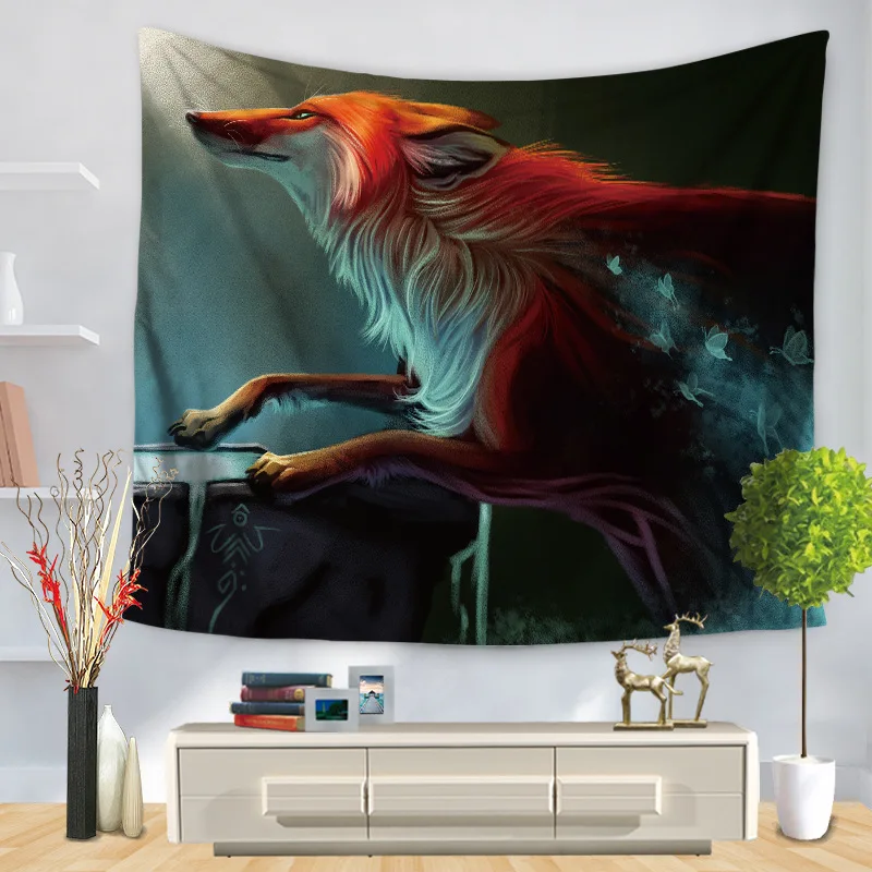 3D рисунок головы животного психоделический гобелен модный домашний Декор
