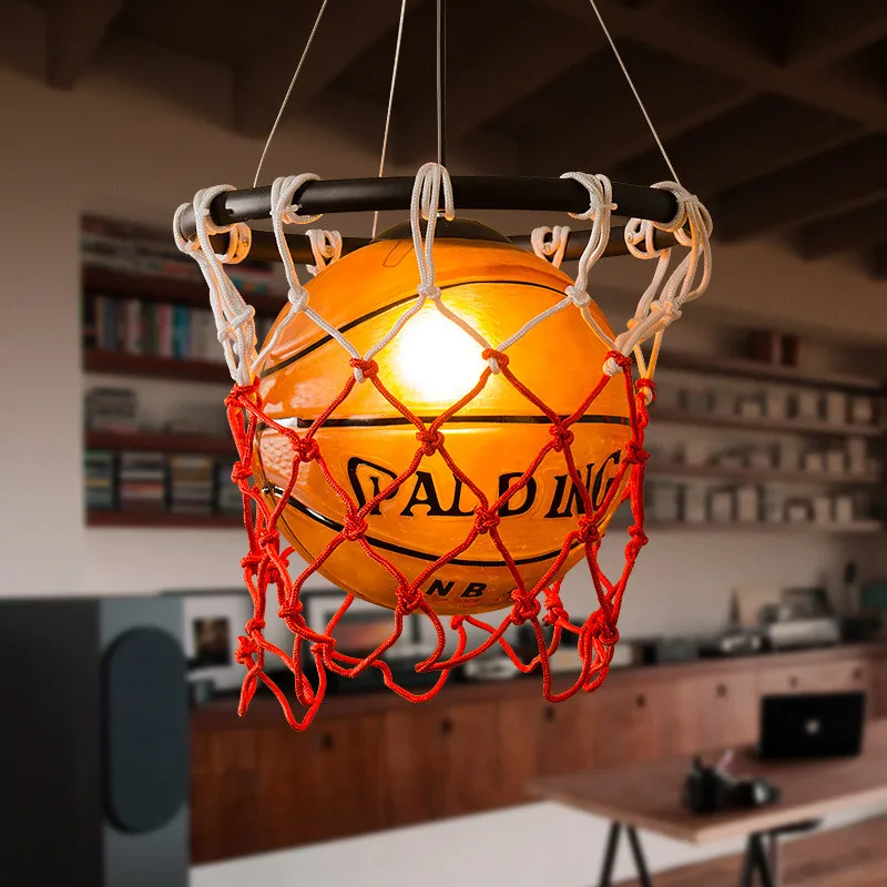 

Modern Designer E27 Bulb Creative Personality Basketball Pendant Lamp For Coffee Shop Bar Counter Bar Homestay Study Restaurant