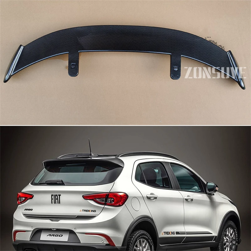 For Fiat Argo Spoiler Abs Plastic Hatchback Suv Roof Rear Wing Body Kit Accessories
