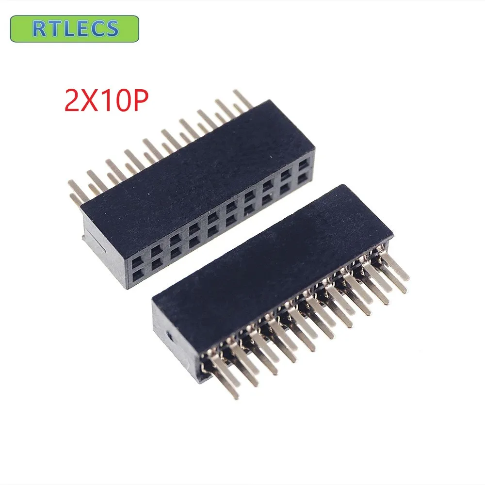 

100pcs 2x10 P 20 pin 1.27mm Pitch Pin Header Female dual row straight through hole DIP Rohs Lead free