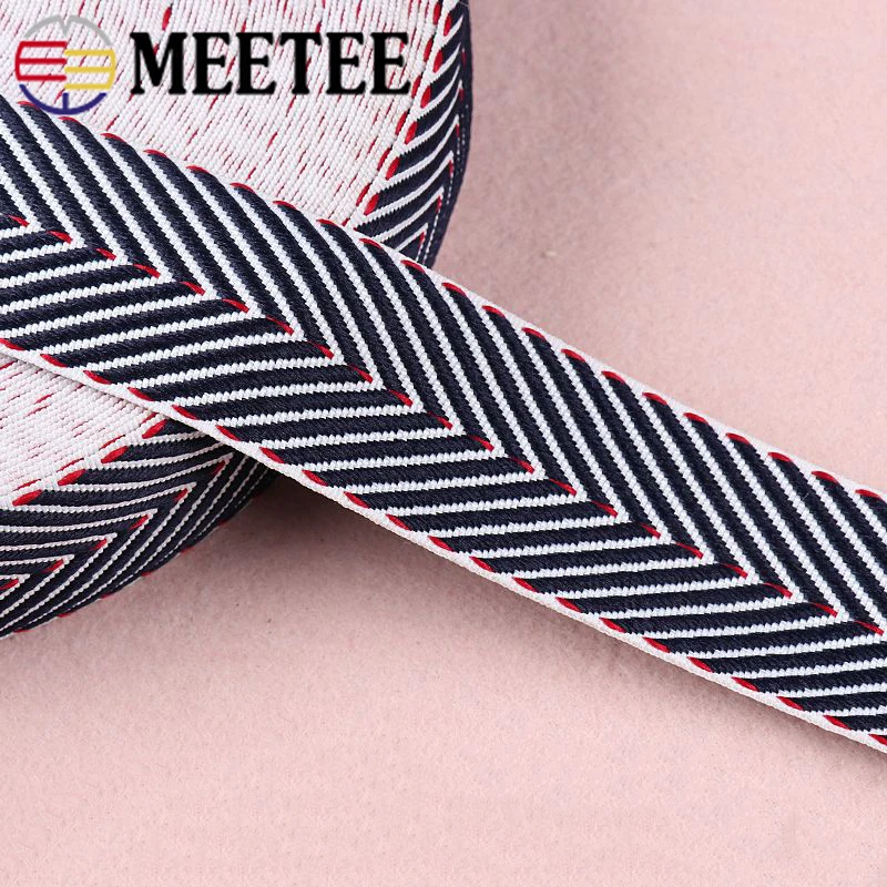 Meetee 10M 25/30/40 мм полиэстер жаккардовая тесьма лента в полоску Цвет лента тесьма DIY сумки на ремешке декоративная лента аксессуары