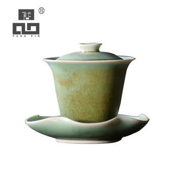 

TANGPIN green ceramic gaiwan teacup porcelain chawan chinese kung fu teaware drinkware
