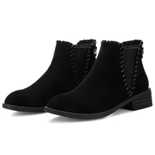 2020 Spring Autumn Boots Chelsea Boots Black Ankle Boots 3.5CM Chunky Heels Slip On Ladies Boots J529