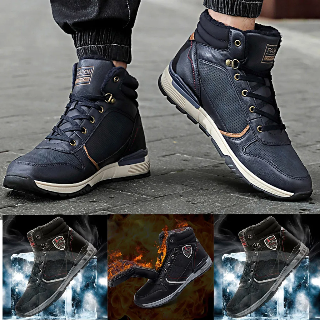 

Men's FashionStraps High-Top Plus Velvet Warm Outdoor Sports Shoes Snow Boots Safety Shoes shoes men мужские кроссовки#G20