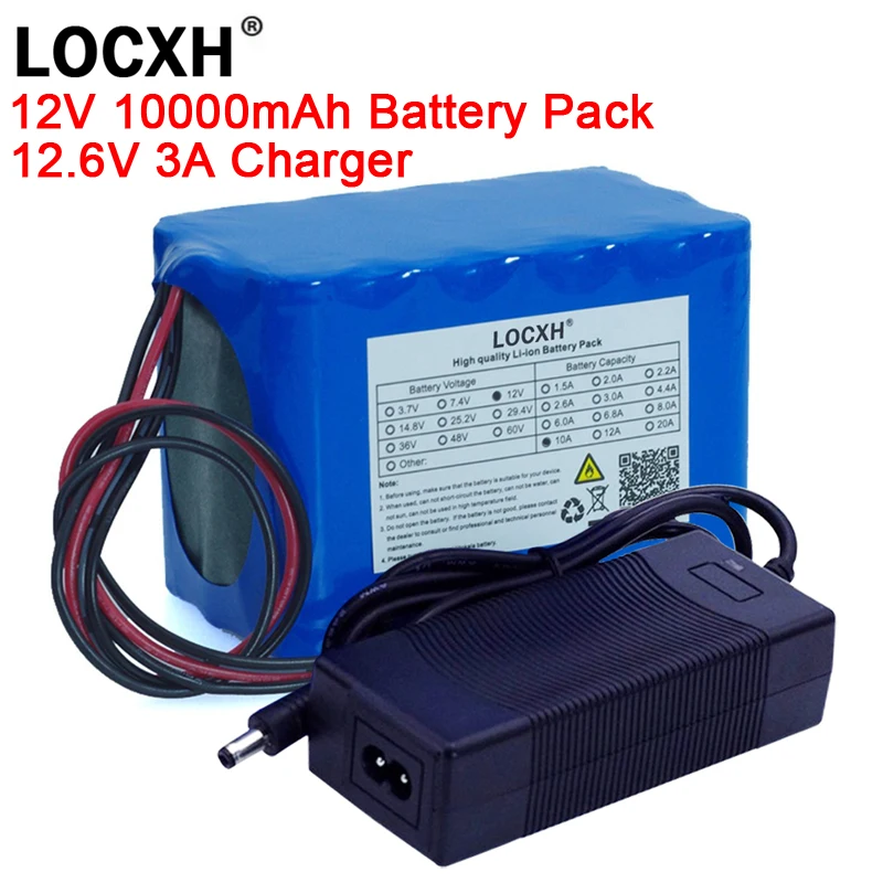Large Capacity 12V 10Ah 18650 Lithium Battery Pack 10000mah ...
