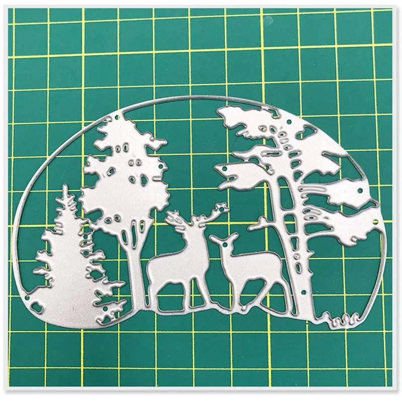 Christmas Deer Dies Forest Tree Metal cutting dies Background Craft die cut stencil for DIY Scrapbooking paper card Template