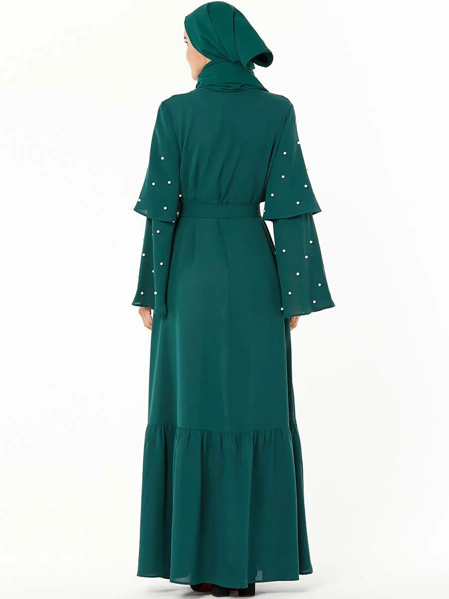 Элегантное мусульманское Бисероплетение abaya Макси платье полное свободное кимоно длинные халаты Рамадан Eid Ближний Восток арабский Исламская, молитвенная одежда