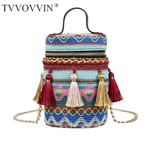 Tvvovwin Новое поступление четыре сезона Новая женская модная плетеная ткань кисточка ведро цепь одно плечо аксессуары V048