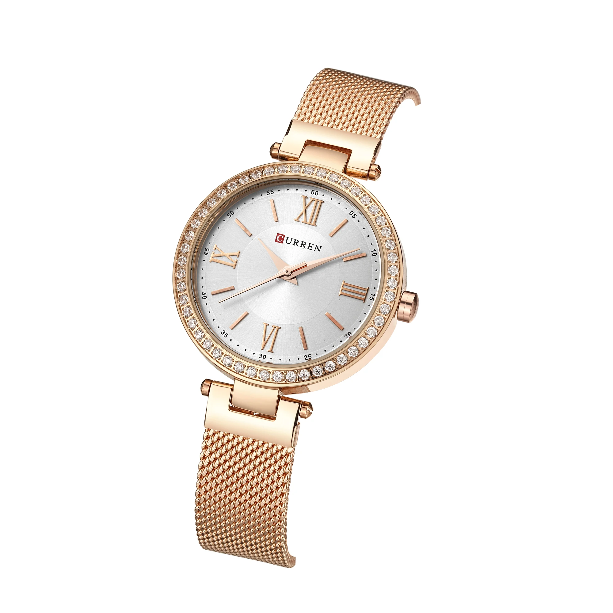 

CURREN Women Watches Creative Fashion Forward Design Rhinestone Female Watches Rose Gold Stainless Steel Quartz Zegarek Damski