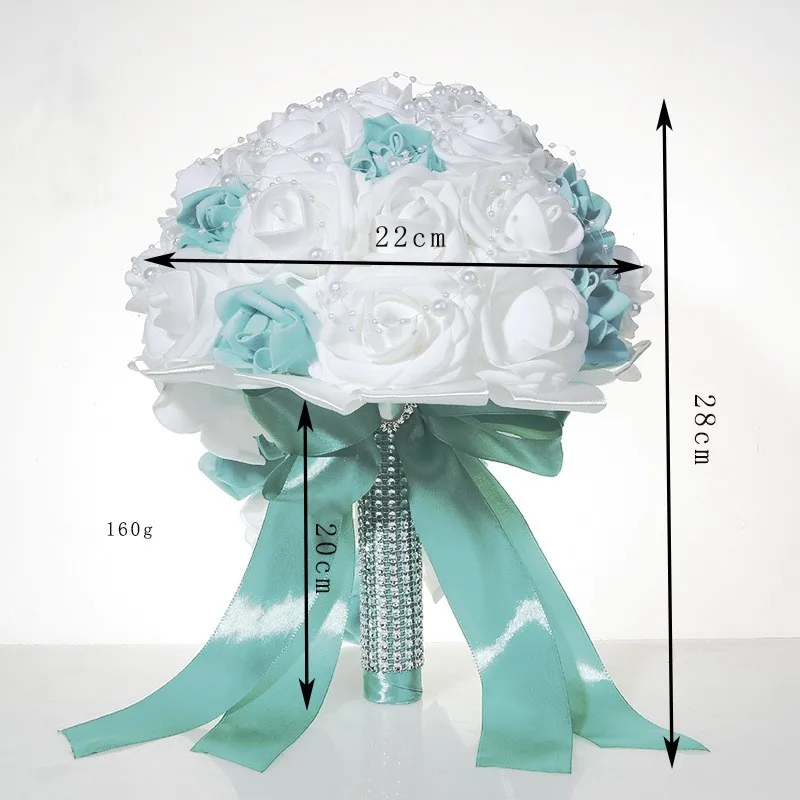 Wedding Bridal PE Bouquet Pearl Foam Rose Artificial Flowers Wedding Party Bridesmaid Decoration Simulation Holding Flower