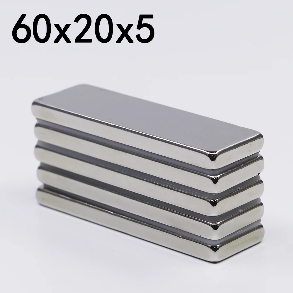 1/2/5pcs 60x20x5 neodym magnetem 60mm x 20mm x 5mm N35 ndfeb blok super výkonný silným trvalý magnetický imanes