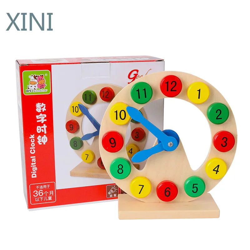 

Wooden Toys Learn to Tell Time Wooden Digital Clock Montessori Teaching Aids Kids Baby Early Learning Toys for children
