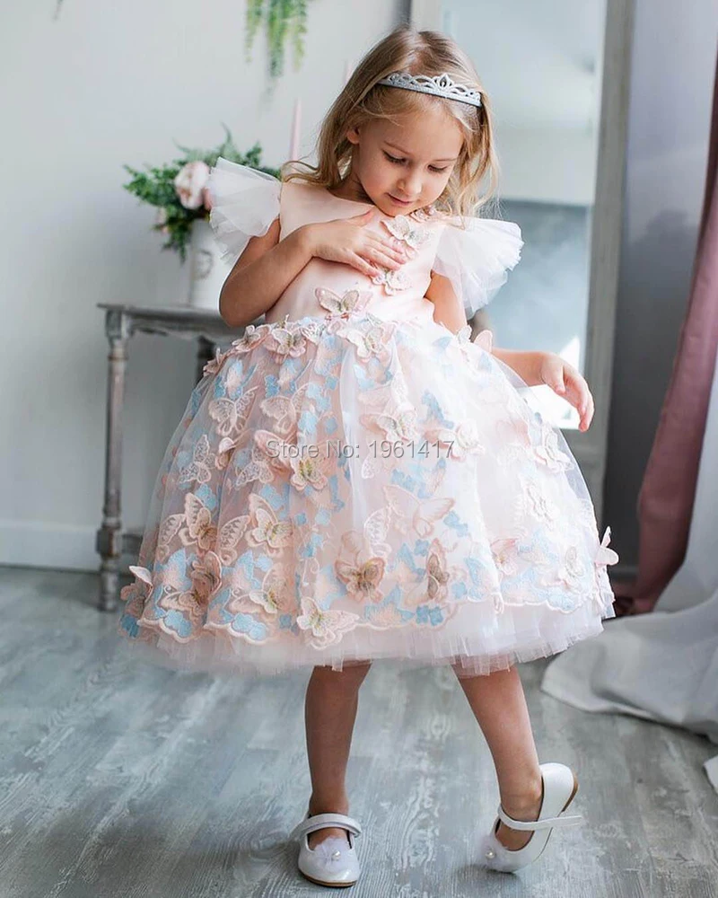 Infant Baby Girl Organza Ruffle Flower Girl Dress Princess Birthday Baptism Gown 