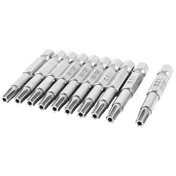 

10 Pcs Magnetic 1/4" x 50mm Torx Point T25 Security Screwdriver Bits