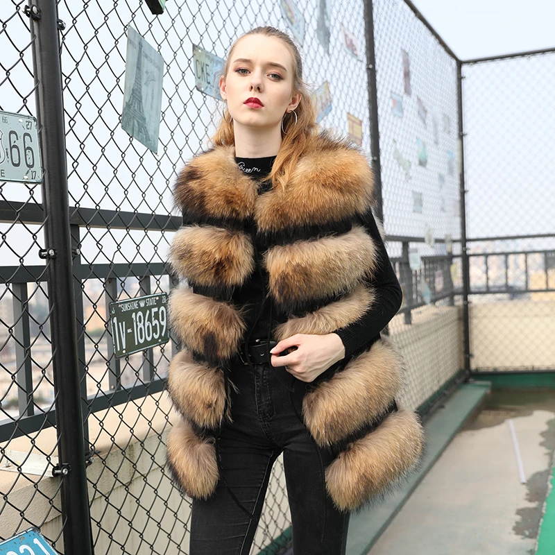 Real fur vest for sale Clearance