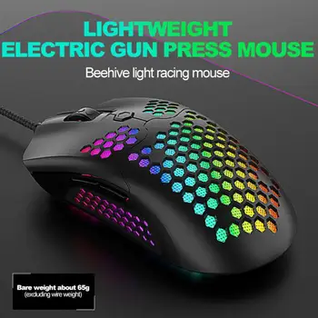 

BEESCLOVER USB Gaming Mouse 12000dpi Colorful Light Hollow Honeycomb Lightweight for Computer Laptop d31