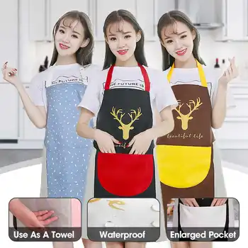 

1Pcs Kitchen Apron Sleeveless Restaurant Waterproof Oil-proof Cute Aprons WIth Hand Wipes for Men Women Home Cleaning Tools