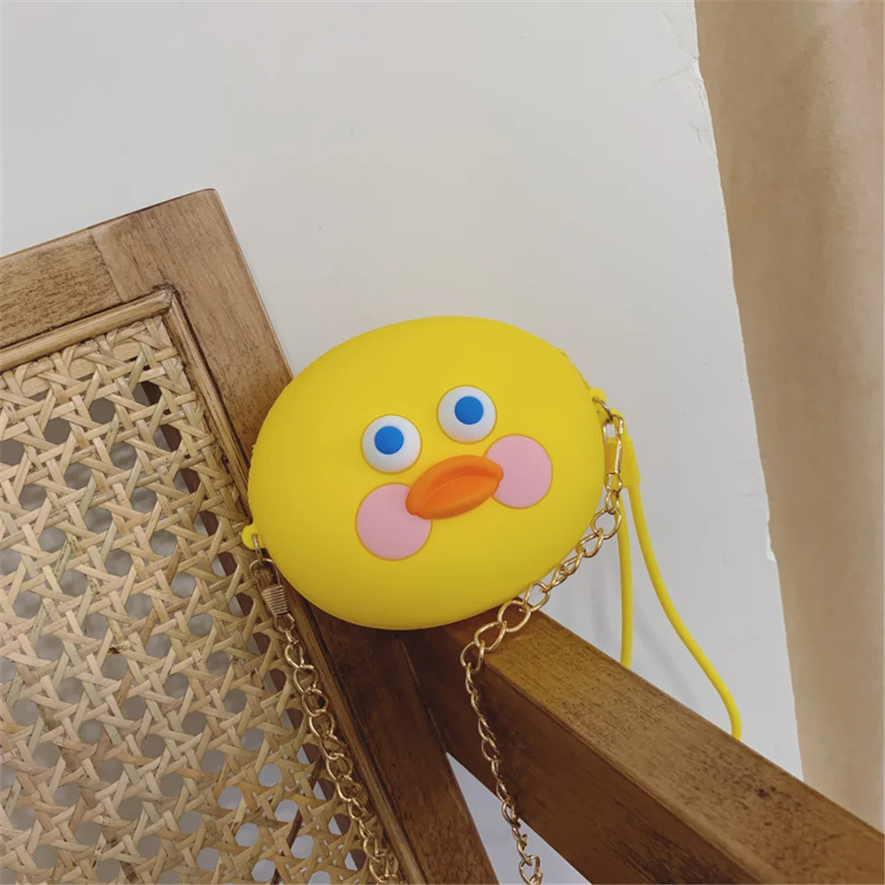 106055 Q UNCLE Cartoon Wallet Silicone Round Collection Bag Korean Version of Children's Bag Kawaii Mini Pouch Chain Zipper Coin Purse - Цвет: 106055