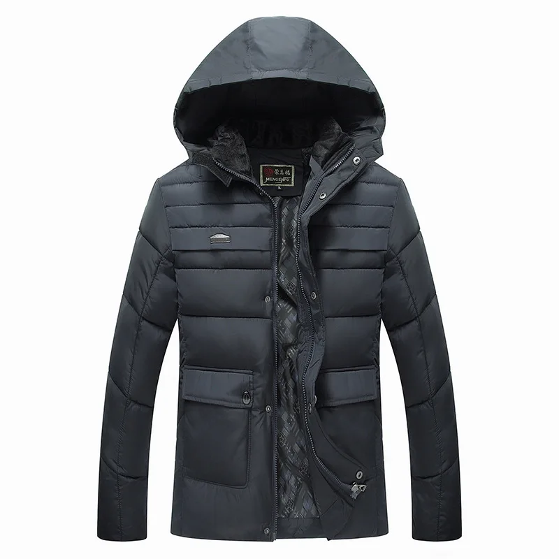 Hooded Disposable Smooth Fabric down Cotton Cotton-padded Clothes Cotton Coat Cotton-padded Jacket Middle-aged Dad Grandpa Thick