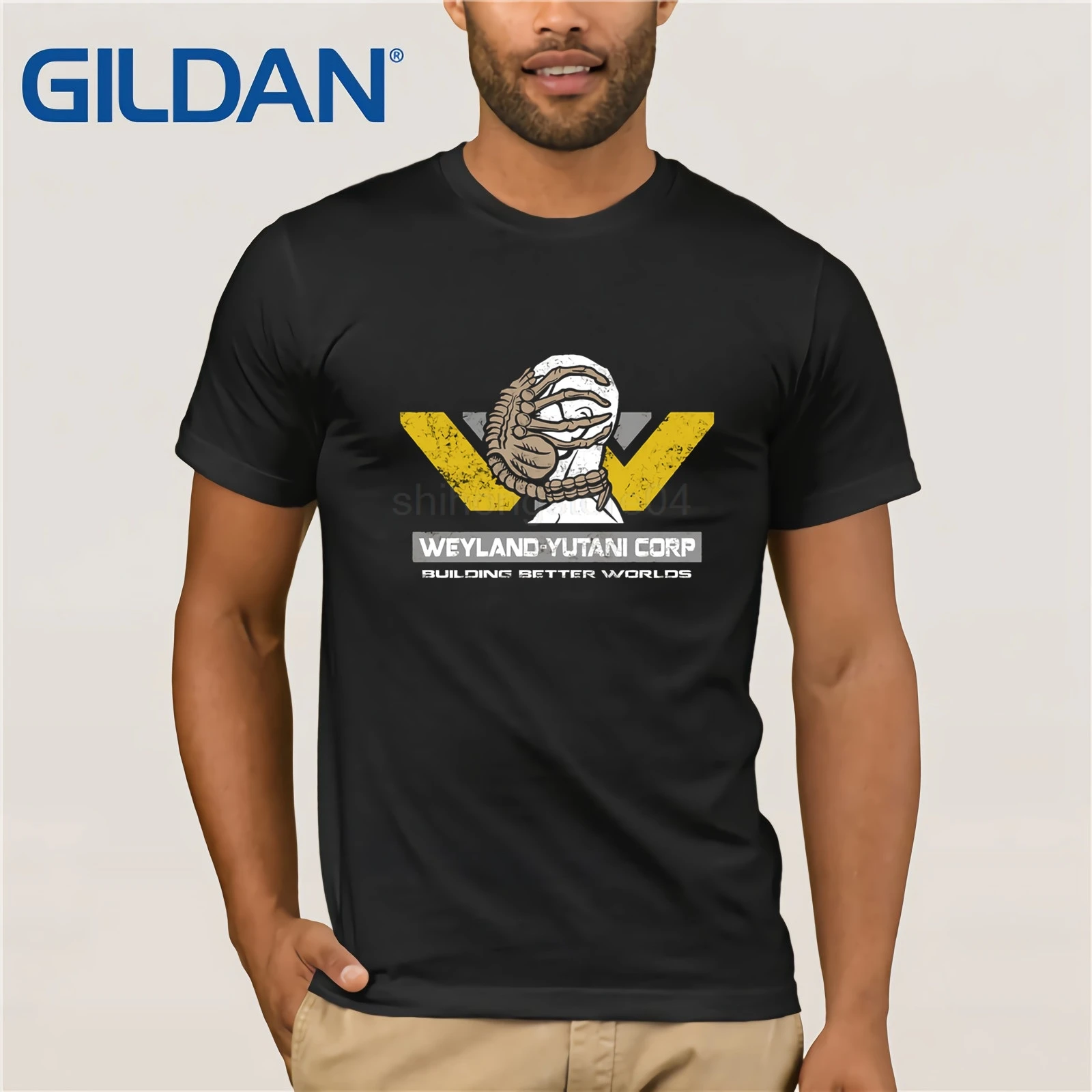 Футболки Alien Weyland yuдешевые Corp строя лучших миров для мужчин и хлопковые футболки с