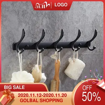 

American-Style Black Kitchen Row Hook Bathroom Stainless Steel Strip Hanger Vintage Towel