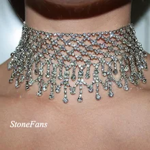 Многослойный с кисточками стразы колье массивное ожерелье s для женщин модные чокер ювелирные изделия для воротника вечерние и свадебные ожерелья
